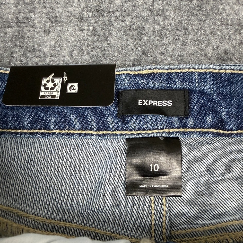 Express Embellished Jean Womens Size 10 Straight Leg Studded Medium Wash NWT - Picture 7 of 14